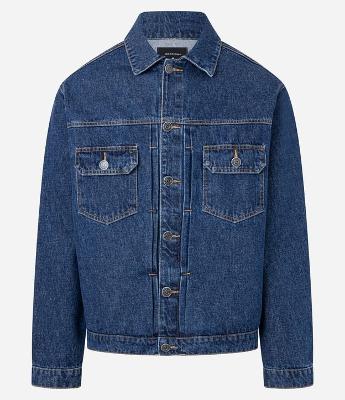 Jaqueta Jeans com Bolsos Frontais e Costura Marcada