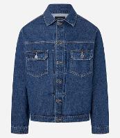 Jaqueta Jeans com Bolsos Frontais e Costura Marcada - 1