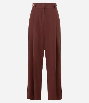 Calça Wide Leg Alfaiatada com Detalhes Laterais no Cós