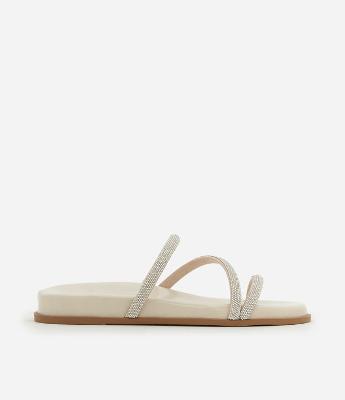 Sandália Rasteira Mule com Alças Brilhosas