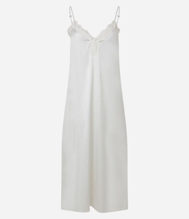 Camisola Alongada em Cetim com Alcinhas e Renda - 1