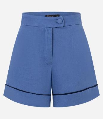 Short Cintura Alta em Viscolinho com VIés Contrastante