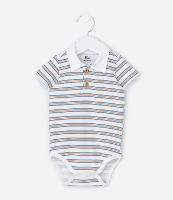 Body Infantil com Gola Polo e Estampa Listrada - Tam 0 a 18 meses - 1