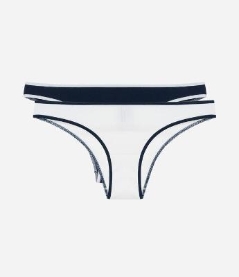 Kit 02 Calcinhas Biquíni em Algodão Canelado com Viés Contrastante