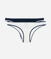 Kit 02 Calcinhas Biquíni em Algodão Canelado com Viés Contrastante - 1