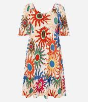 Vestido Curto Texturizado em Viscose com Estampa Sol - 1