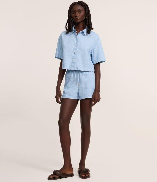 Camisa Boxy em Jeans com Gola Polo - 2