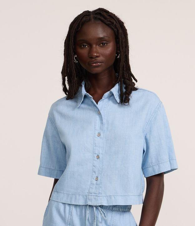 Camisa Boxy em Jeans com Gola Polo - 3