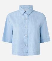 Camisa Boxy em Jeans com Gola Polo - 1