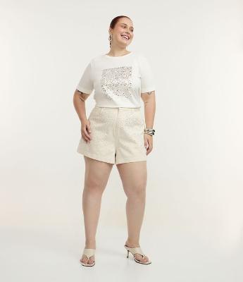 Short Mom em Sarja com Strass Curve & Plus Size