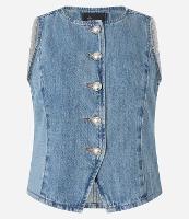 Colete em Jeans com Recortes e Botões de Brasão - 1