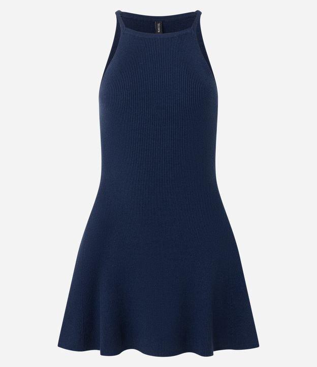 Vestido Skater Curto em Tricô com Gola Halter - 1