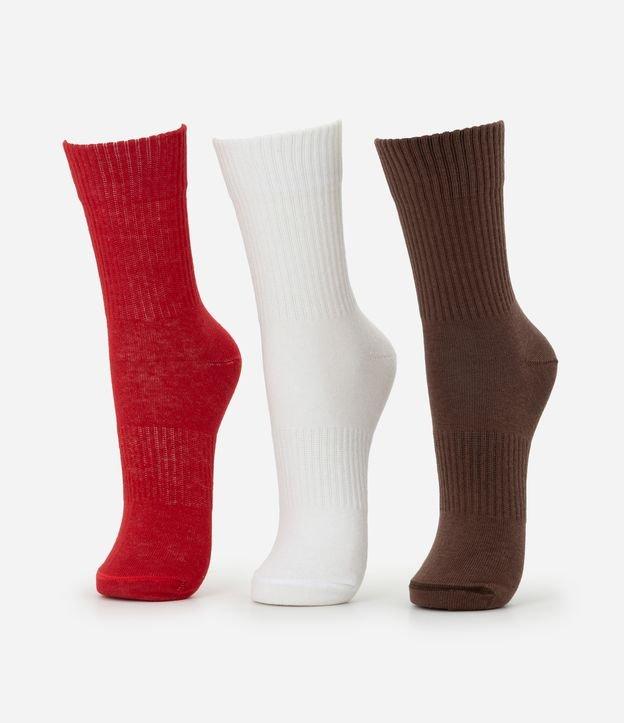 Kit 03 Meias Cano Médio Esportivo em Algodão Canelado - 1