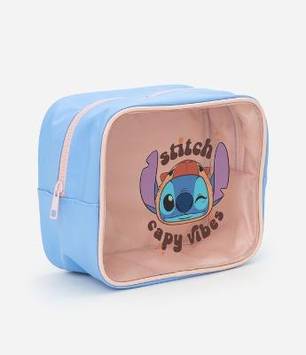 Necessaire em Poliamida Modelo Retangular Grande com Estampa Stitch Capivara