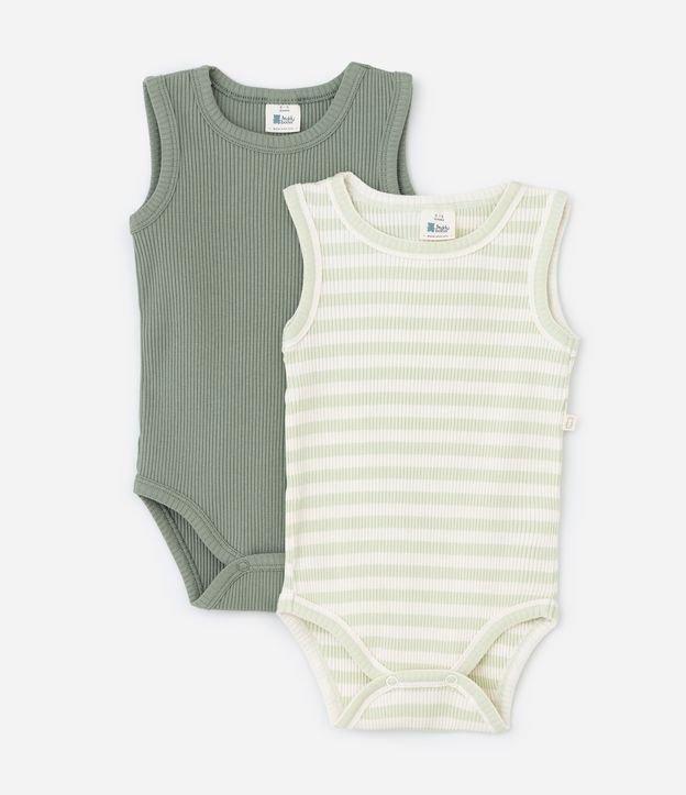 Kit 02 Bodies Infantis em Ribana Canelados - Tam 0 a 18 Meses - 1