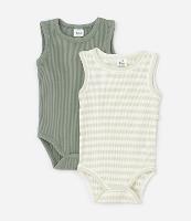 Kit 02 Bodies Infantis em Ribana Canelados - Tam 0 a 18 Meses - 1