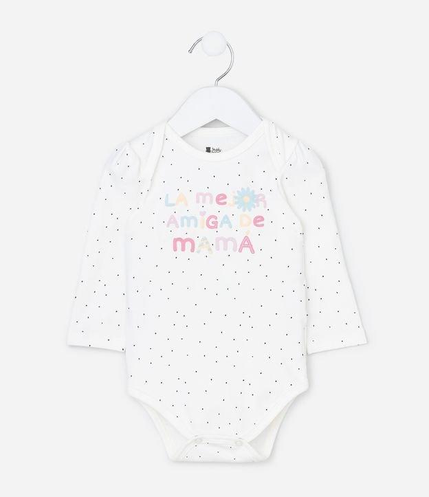 Body Infantil Poá com Lettering La Mejor Amiga de Mamá -Tam RN a 18 Meses - 1