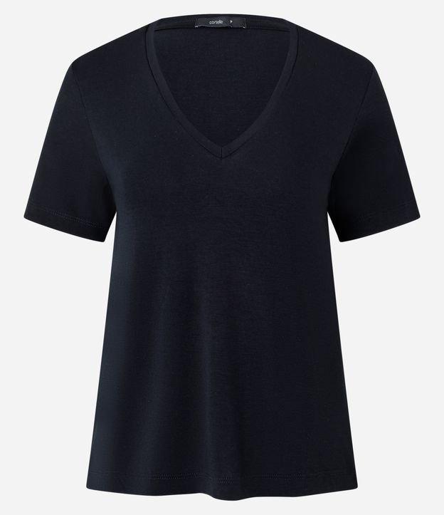 Blusa T-shirt Básica em Viscose com Decote V - 1