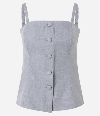 Blusa Alfaiatada de Alça  com Botões Forrados