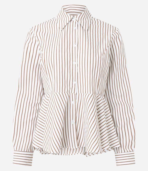 Camisa Peplum com Pregas e Estampa Listrada - 1