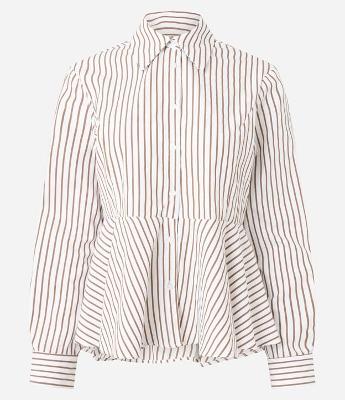 Camisa Peplum com Pregas e Estampa Listrada