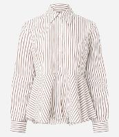 Camisa Peplum com Pregas e Estampa Listrada - 1