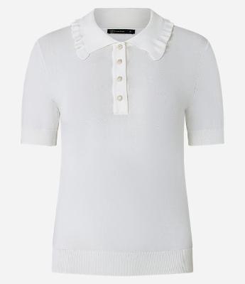 Blusa em Tricô com Pregas na Gola Polo