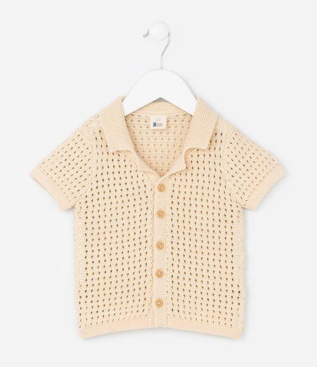 Camisa Infantil em Tricô Quadriculada - Tam 0 a 18 Meses - 1