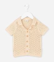 Camisa Infantil em Tricô Quadriculada - Tam 0 a 18 Meses - 1