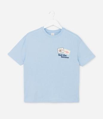 Camiseta Infantil com Estampa de Praia - Tam 5 a 14 Anos