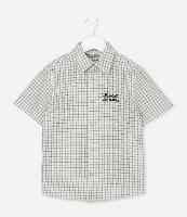 Camisa Infantil em Flanela com Estampa Xadrez e Lettering Bordado Baseball - Tam 5 a 14 Anos - 1