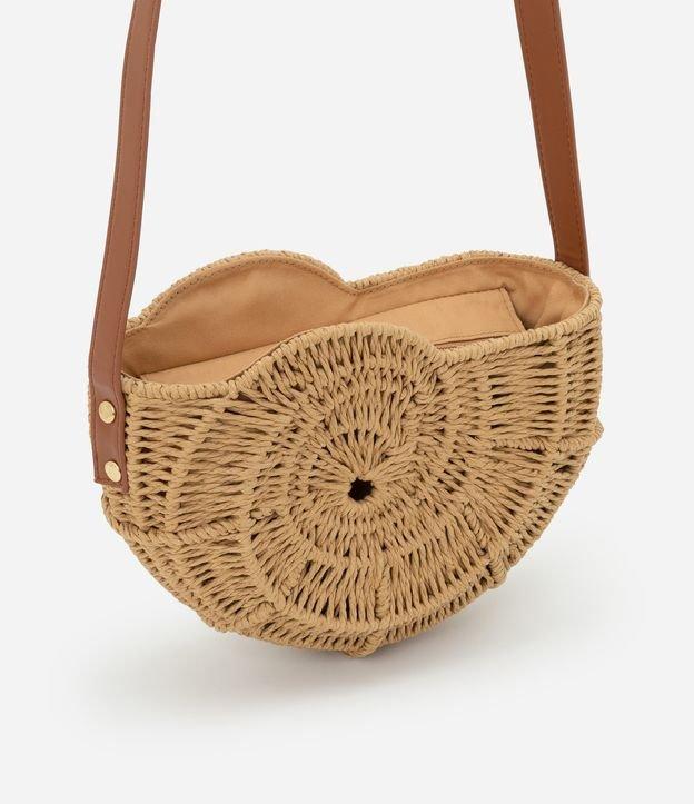 Bolsa em Palha de Praia em Forma de Concha Caracol com Alça de PU - 1