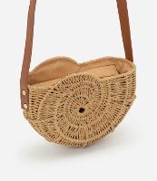 Bolsa em Palha de Praia em Forma de Concha Caracol com Alça de PU - 1
