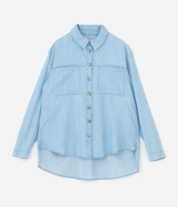 Camisa em Jeans com Bolsos Frontais Curve & Plus Size - 1