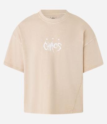 Camiseta Boxy em Algodão com Estampa Frente e Costas Chaos