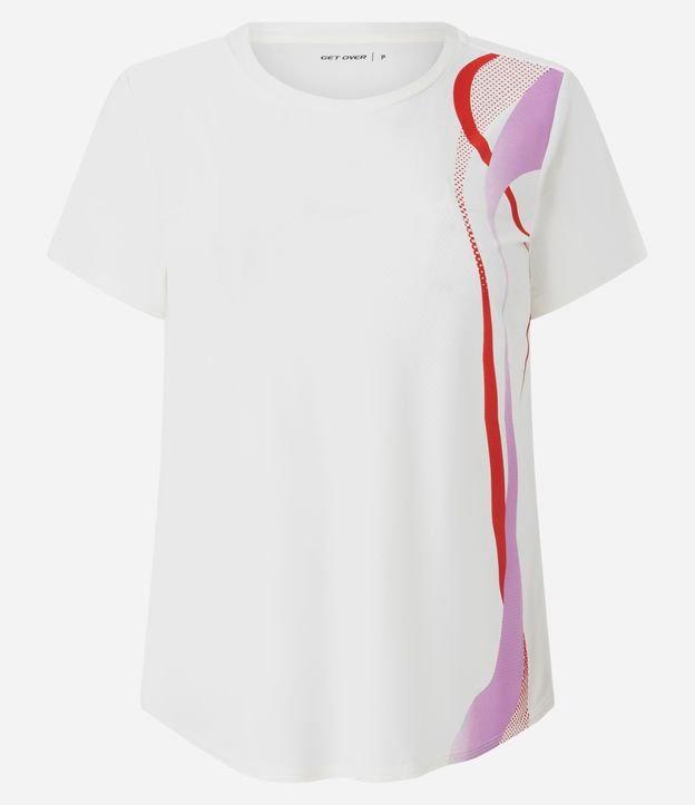 Camiseta Esportiva em Helanca com Estampa de Ondas Verticais - 1