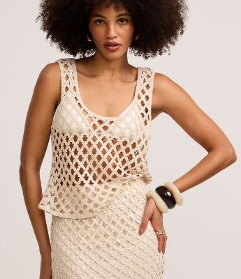 Blusa em Algodão com Decote U e Paetês Metalizados