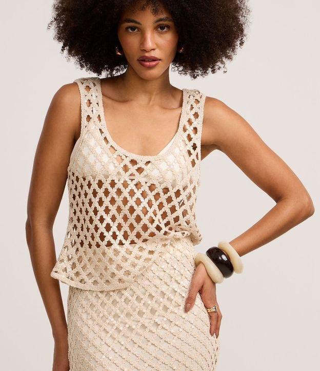 Blusa em Algodão com Decote U e Paetês Metalizados - 1