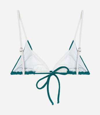 Biquíni Top Cortininha em Microfibra com Bloco de Cor