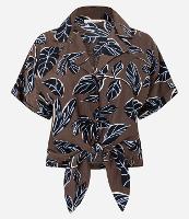 Camisa em Viscose com Gola Polo e Estampa Folhagem - 1