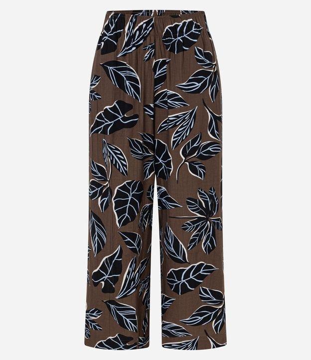 Calça Pantacourt em Viscose com Estampa Folhagem - 1