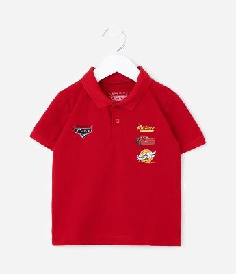 Camiseta Polo em Piquet com Estampa Carros