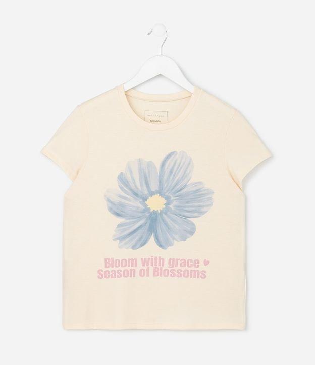 Camiseta Infantil com Estampa Flor Bloom Eggnog - Tam 5 a 14 Anos - 1