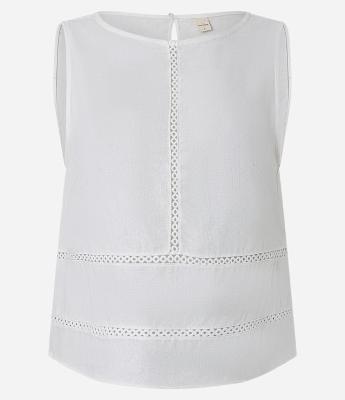 Blusa em Viscolinho com com Recortes de Entremeios