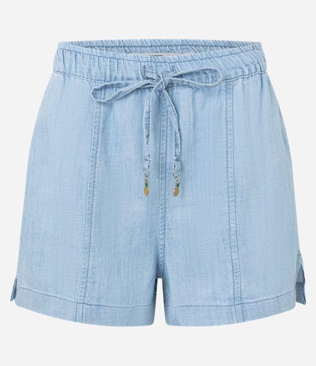 Short Runner em Jeans com Pingente de Abacaxi na Amarração - 1