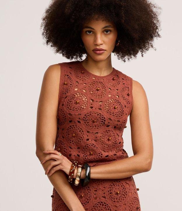 Blusa  em Tricô Leve com Padrão Geométrico e Miçangas - 1