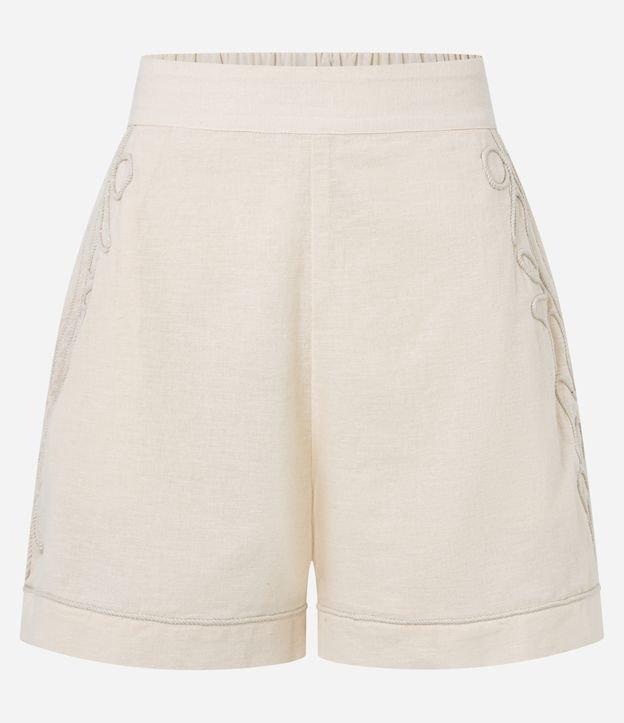 Short em Algodão com Linho e Bordado Lateral - 1