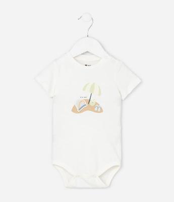 Body Infantil com Estampa de Praia Interativa  - Tam 0 a 18 Meses