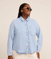 Jaqueta Overshirt em Jeans com Bolso Frontal Curve & Plus Size - 1