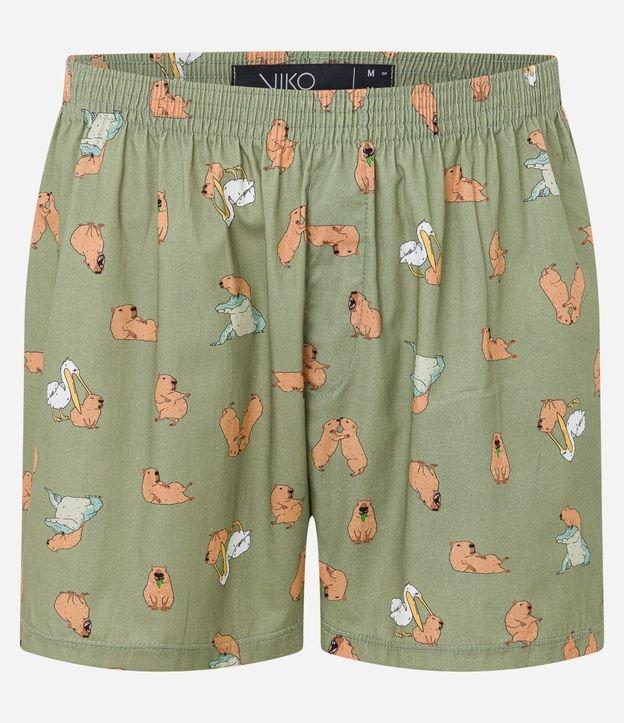 Cueca Samba Canção em Tricoline com Estampa de Capivara - 1